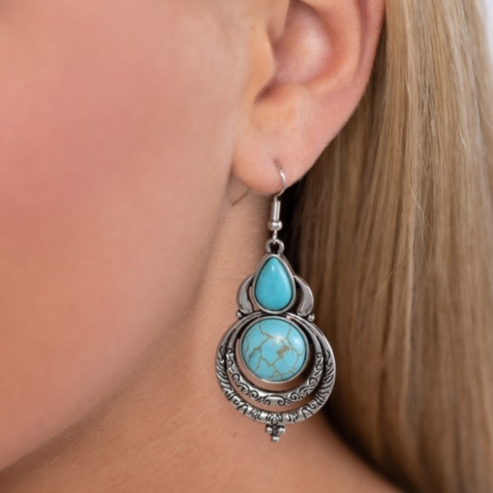 Turquoise and Silver Teardrop Earrings